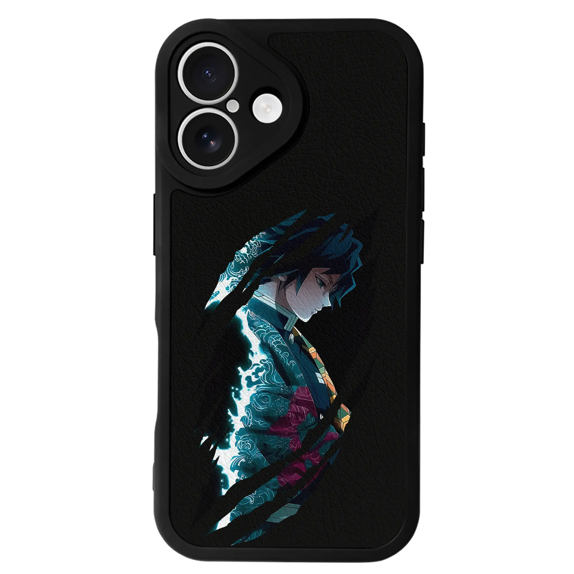 鬼滅の刃 グッズ,冨岡 義勇 - IPhone 16シリーズ対応 ・ シリコンスマホケース ・ レザー調 ・ 高精度フィット ・ 耐衝撃 ・ ワイヤレス充電対応 ・ 精密カット